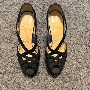 Christian Louboutin Black Crisscross Heels 35 1/2